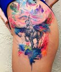 100+ Most Beautiful Watercolor Tattoo Ideas Unicorn tattoos,