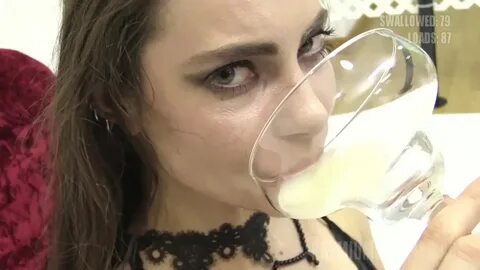 Drinking glass full of cum compilation