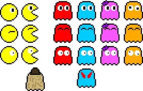 Pac Man & Ghosts - Pixel Pacman Clip Art - (1340x850) Png Cl