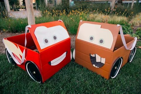 DIY Lightning McQueen & Mater Box Car Costumes Cars hallowee