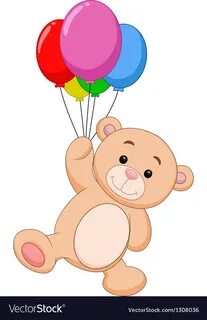 Cute bear cartoon with balloon Royalty Free Vector Image