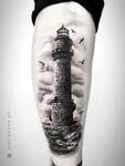 Lighthouse Realistic Tattoo Black and Grey Joel Meyer Lighth