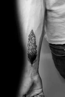 30 Geometric Feather Tattoo Designs For Men - Shaped Ink Ide