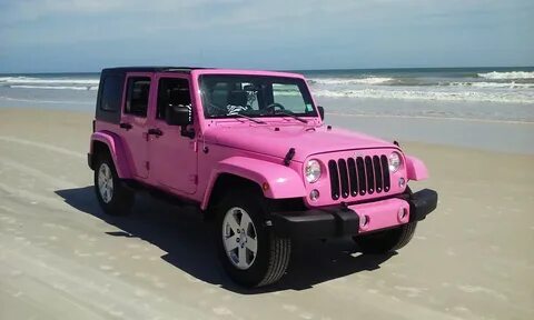 My Jeep Sahara Wrangler, custom painted pink with an ice pea