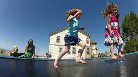 Little Girls Jump on Trampoline - YouTube