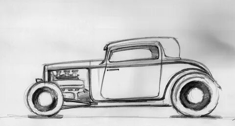 Drawn vehicle hot rod - Pencil and in color drawn vehicle ho