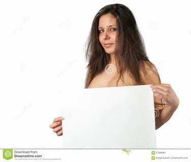 Nude Woman Holding Blank Banner Stock Image - Image of message, hold: 67280...