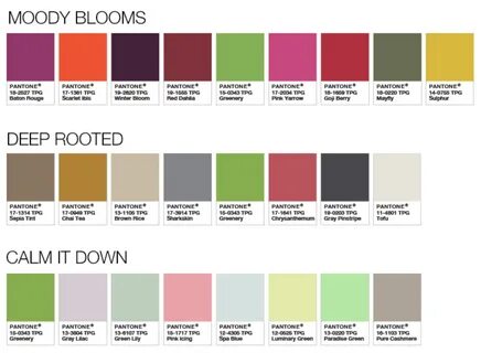 Pantone Color Palettes 2017 - Moody Blooms, Deep Rooted, Cal