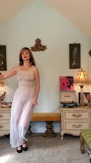 Dainty Rascal Dancing in Sexy Sheer Pinup Nightgown Nude Vid
