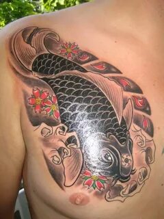 koi chest tattoo