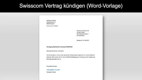 Swisscom Abo kündigen Vorlage (Word-Vorlage) - Muster-Vorlag