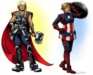 Cap and Thor Genderbend by taintedsilence on DeviantArt Marv
