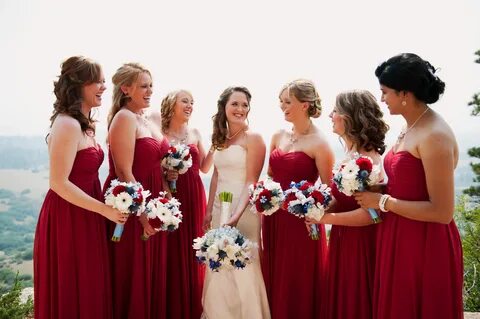 Red Strapless Bridesmaids' Dresses