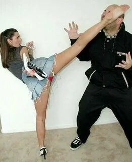 Karate Girl Kick Man