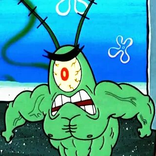 Muscular Sheldon J.Plankton Looking Angry