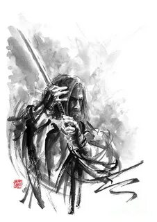 47 Ronin Painting, Samurai Ink Painting, Samurai Game Design