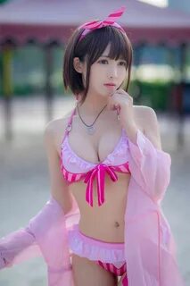 Faey Eel "Megumi Kato Pink Swimsuit" Cosplay Beauty - Girly Girl Picture Gallery