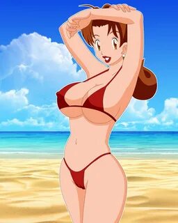 Xbooru - 1 girl 1girl alluring beach bikini breasts delia ke