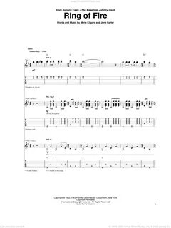 Cash - Ring Of Fire sheet music for guitar (tablature) (PDF)