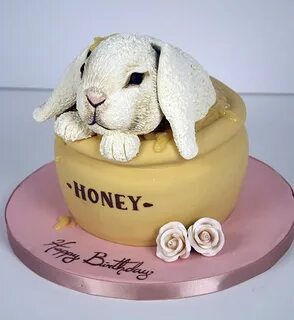 Cake with honey and bunny