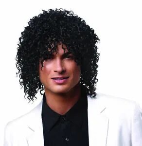 Парики и волосы для лица Franco Black Curly костюм - огромны