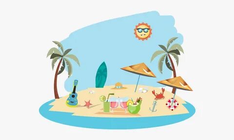 Clip Art Summer With Elements Hot - Beach Illustration Png ,