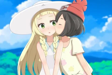 Wallpaper : 2700x1800 px, anime girls, kissing, lillie Pok m