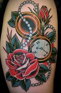 Фото тату часы цветная 19.01.2021 № 0050 -tattoo clock color