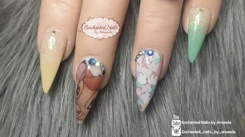 Disney Bambi Inspired Nails 🦌 Acrylic Nails Nail Art Glitter
