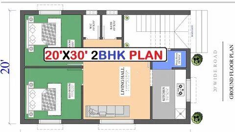 20x30 East Facing 2bhk House Plan in Vastu (600 sqft) - YouT