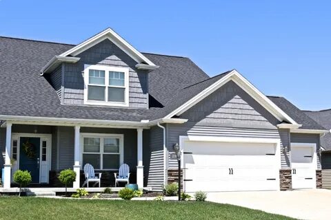 Moire black roof with deep granite grey ... White exterior h