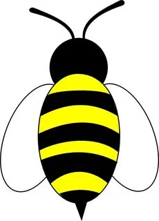 Large Bee Slanted Wings Clip Art - Simple Bee Cartoon - (426