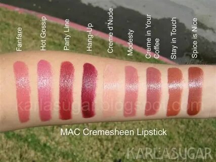 MAC, Cremesheen, lipstick, swatches, Fanfare, Hot Gossip, Pa