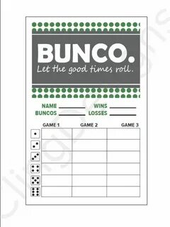 Bunco Score Card Printable Instant Download PDF by ClingDesi