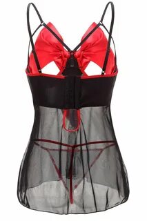 JuicyRose Unwrap Me Babydoll Red Bow Lingerie Set Sleepwear 