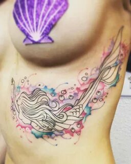 Mermaid Under Breast Tattoo.
