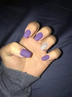 Black And Purple Short Coffin Nails - pic-focus