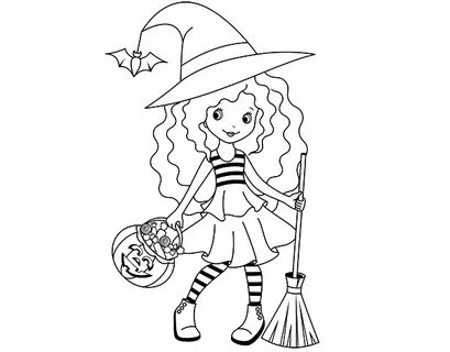 Trick-or-treating coloring page - Coloringcrew.com