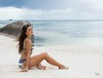 Wallpaper : bikini, sitting, sea, sand covered, sunglasses, 