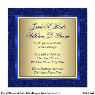 Royal Blue and Gold Wedding Invitation Zazzle.com Royal blue