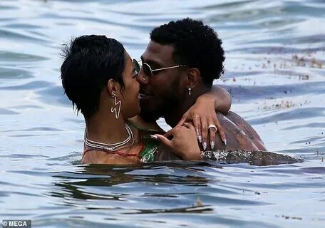 Bikini-clad Teyana Taylor hits Miami Beach with shirtless hu
