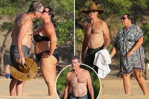 Pierce Brosnan puckers up to wife Keely Shaye Smith on roman