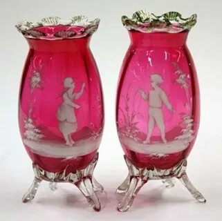 Vaso de vidrio de Bohemia Cranberry glass vase, Cranberry gl