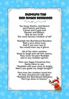 Christmas Songs Lyrics Rudolph The Red Nosed Reindeer . Prin