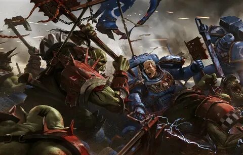 Обои Warhammer, орки, space marine, десантники, Warhammer 40