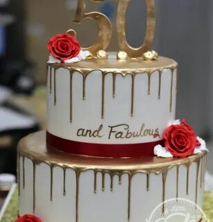 2 Tiered Gold Drip 50th Birthday Cake 50th birthday cake ima