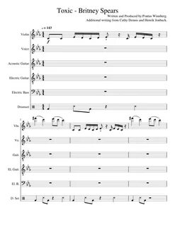 Toxic - Britney Spears Sheet music for Vocals, Violin, Guita