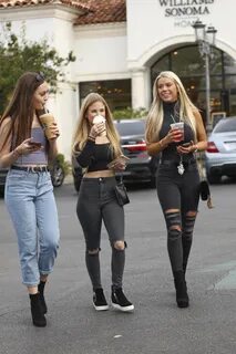 Kaylyn Slevin with friends at Starbucks -02 GotCeleb