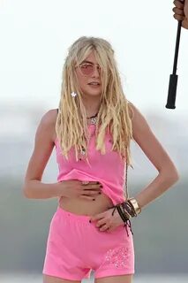 TAYLOR MOMSEN on the Set for a Music Video at a Beach in Mia