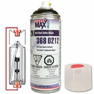 SprayMax Hot Rod Satin Black Paint 2K Urethane, Aerosol 3680